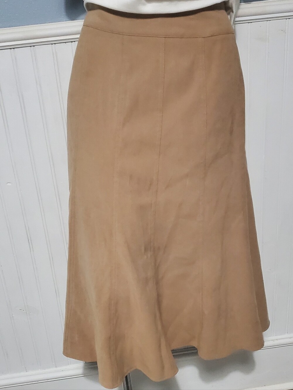 dressbarn Camel A-Line Panel Skirt